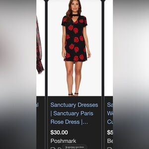 Sanctuary Black Dress with Red Floral Design
